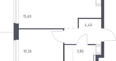1-к. квартира, 34&nbsp;м²