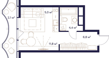 Студия, 30&nbsp;м²