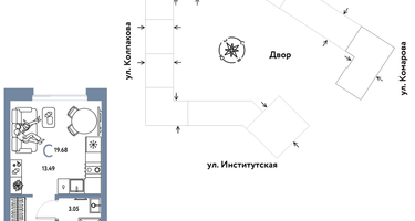 Студия, 19 м²