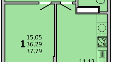 1-к. квартира, 37&nbsp;м²
