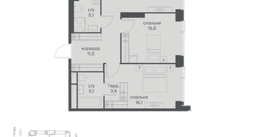 2-к. квартира, 80&nbsp;м²