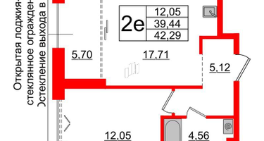 1-к. квартира, 39 м²