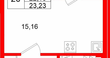 Студия, 22 м²