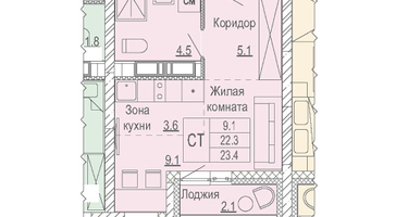 Студия, 23&nbsp;м²