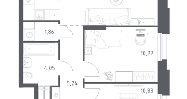 2-к. квартира, 57&nbsp;м²