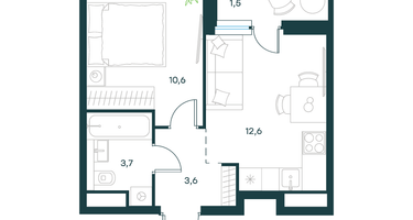 1-к. квартира, 32&nbsp;м²