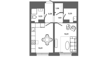 1-к. квартира, 38&nbsp;м²