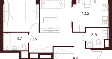 2-к. квартира, 52 м²
