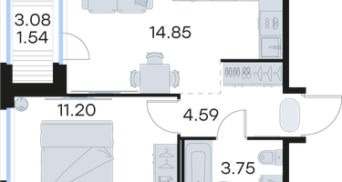 1-к. квартира, 35 м²