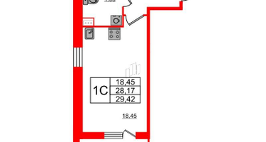 Студия, 28 м²