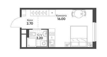 Студия, 21&nbsp;м²