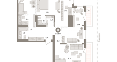 3-к. квартира, 153 м²