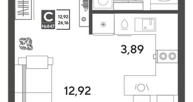 Студия, 26&nbsp;м²