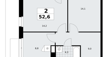 2-к. квартира, 52 м²