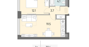 Студия, 39&nbsp;м²