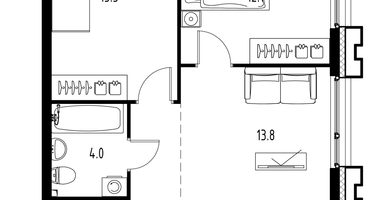 3-к. квартира, 59 м²