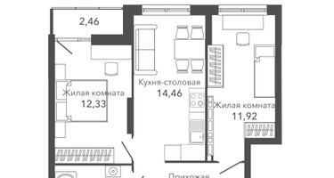 2-к. квартира, 54&nbsp;м²