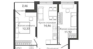 2-к. квартира, 54&nbsp;м²