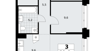 3-к. квартира, 59&nbsp;м²