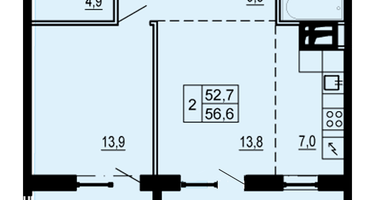 2-к. квартира, 52 м²