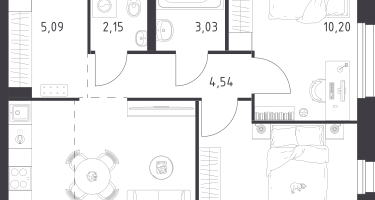 Студия, 53&nbsp;м²
