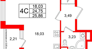 Студия, 24&nbsp;м²