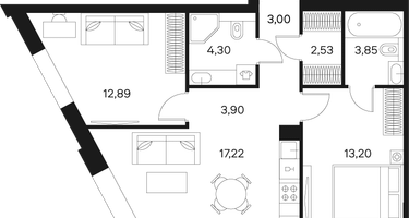 2-к. квартира, 60&nbsp;м²