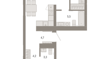 2-к. квартира, 64&nbsp;м²