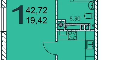 1-к. квартира, 43&nbsp;м²