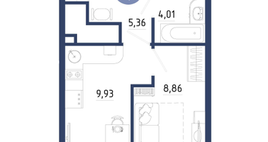 1-к. квартира, 28&nbsp;м²
