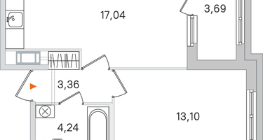 1-к. квартира, 39&nbsp;м²
