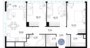 3-к. квартира, 73&nbsp;м²