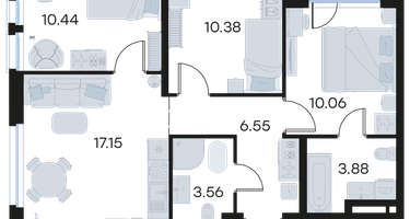 3-к. квартира, 63 м²