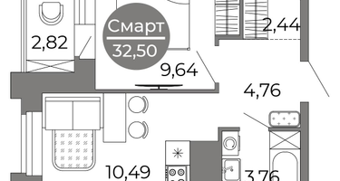 1-к. квартира, 32 м²