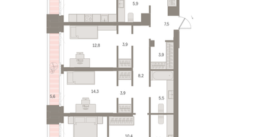 3-к. квартира, 168 м²