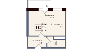 Студия, 28&nbsp;м²