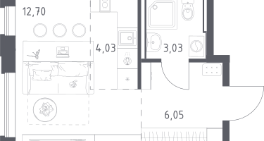 Студия, 25&nbsp;м²
