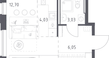 Студия, 25&nbsp;м²