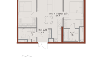 2-к. квартира, 73 м²