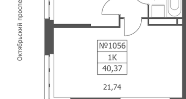 1-к. квартира, 40&nbsp;м²