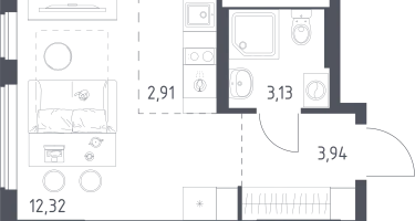 Студия, 22&nbsp;м²