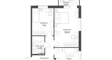 2-к. квартира, 53 м²