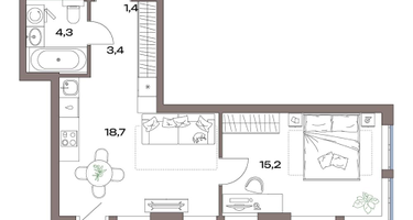 2-к. квартира, 47 м²