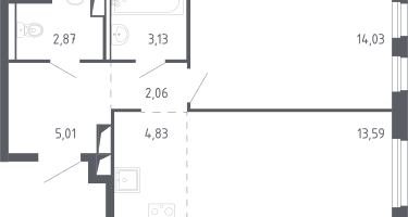 Студия, 44&nbsp;м²