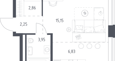 1-к. квартира, 31&nbsp;м²