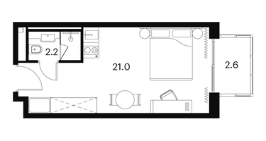 1-к. квартира, 25&nbsp;м²