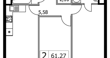 2-к. квартира, 61&nbsp;м²