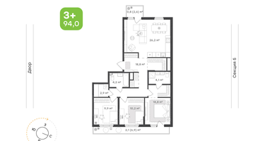 3-к. квартира, 34 м²