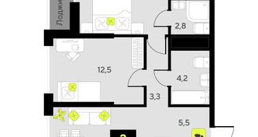 2-к. квартира, 58&nbsp;м²