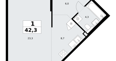 Студия, 42&nbsp;м²